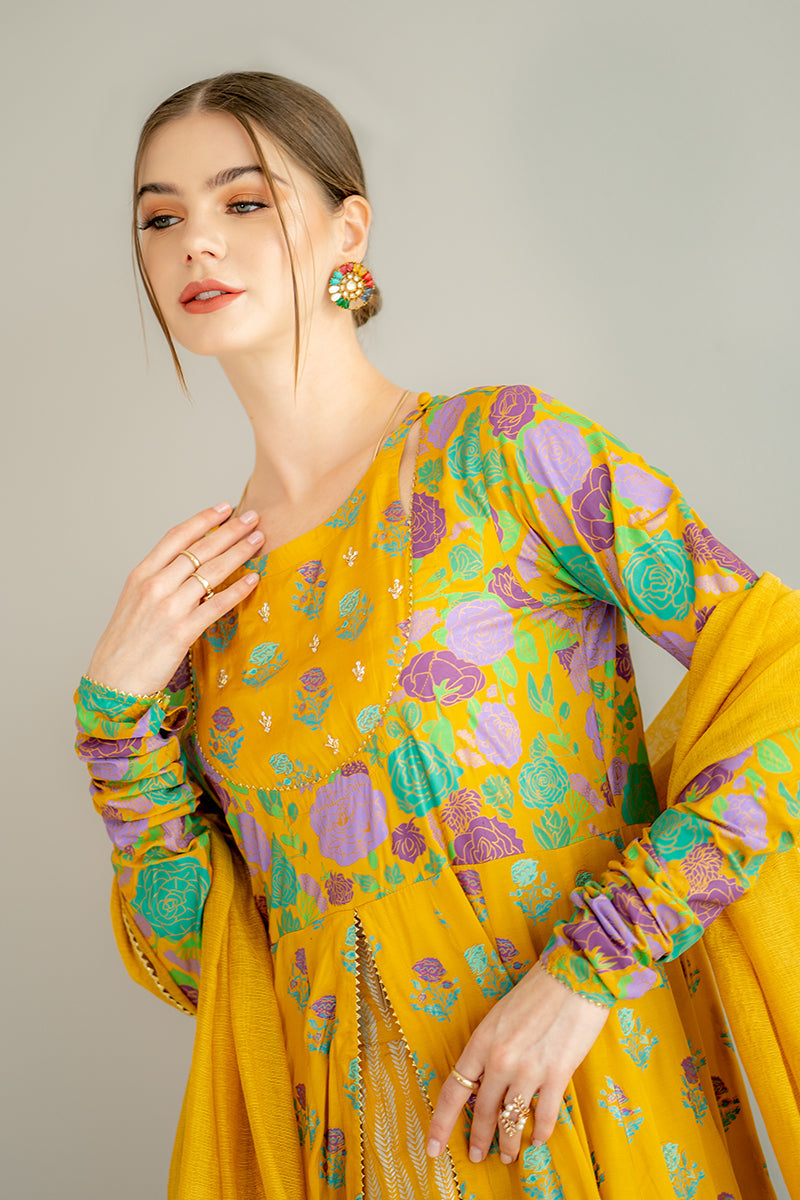 Sunshine Bloom Floral Anarkali Set