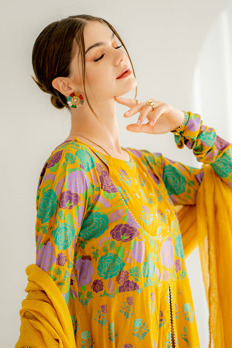 Sunshine Bloom Floral Anarkali Set