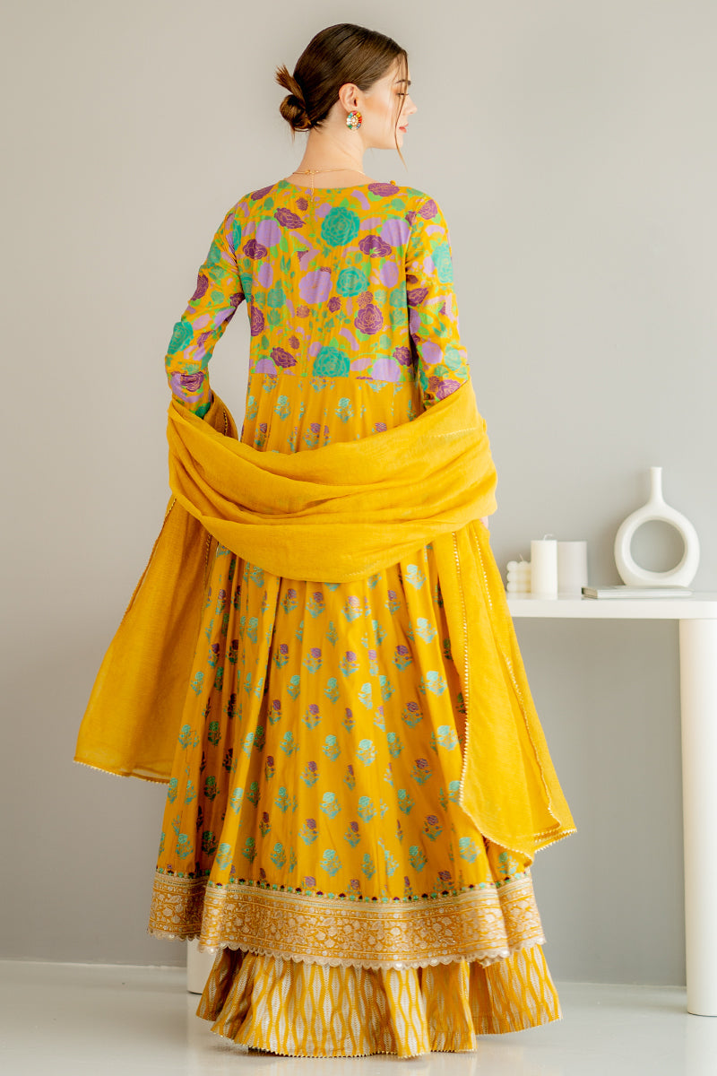 Sunshine Bloom Floral Anarkali Set