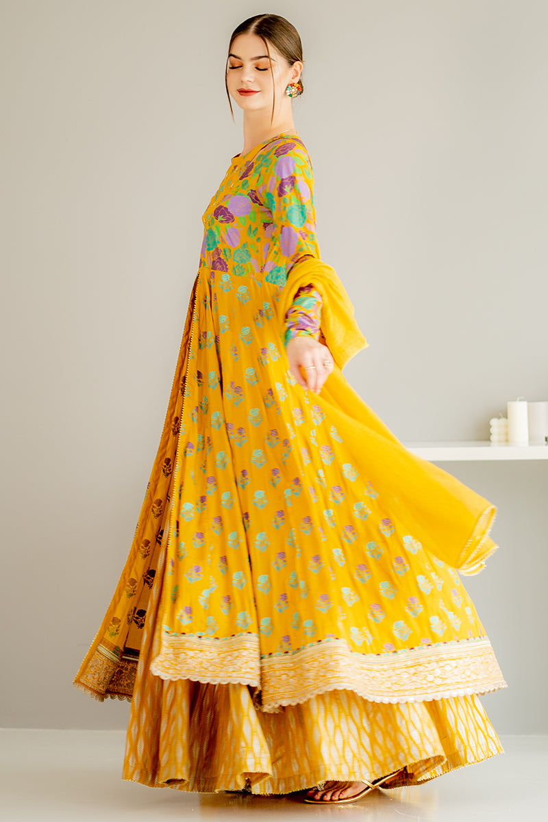 Sunshine Bloom Floral Anarkali Set